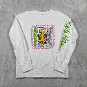 Uniqlo UT Keith Haring Graphic Sweatshirt White Crewneck Long Sleeve Men's Sz M